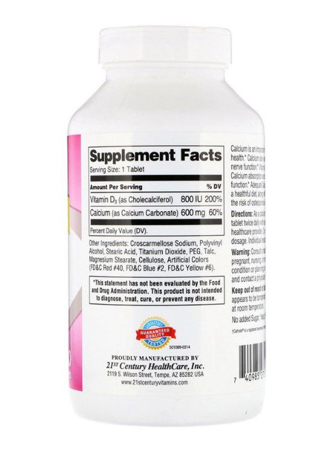 21st Century 600 Plus D3 Calcium Supplement - 400 Tablets - Image 2